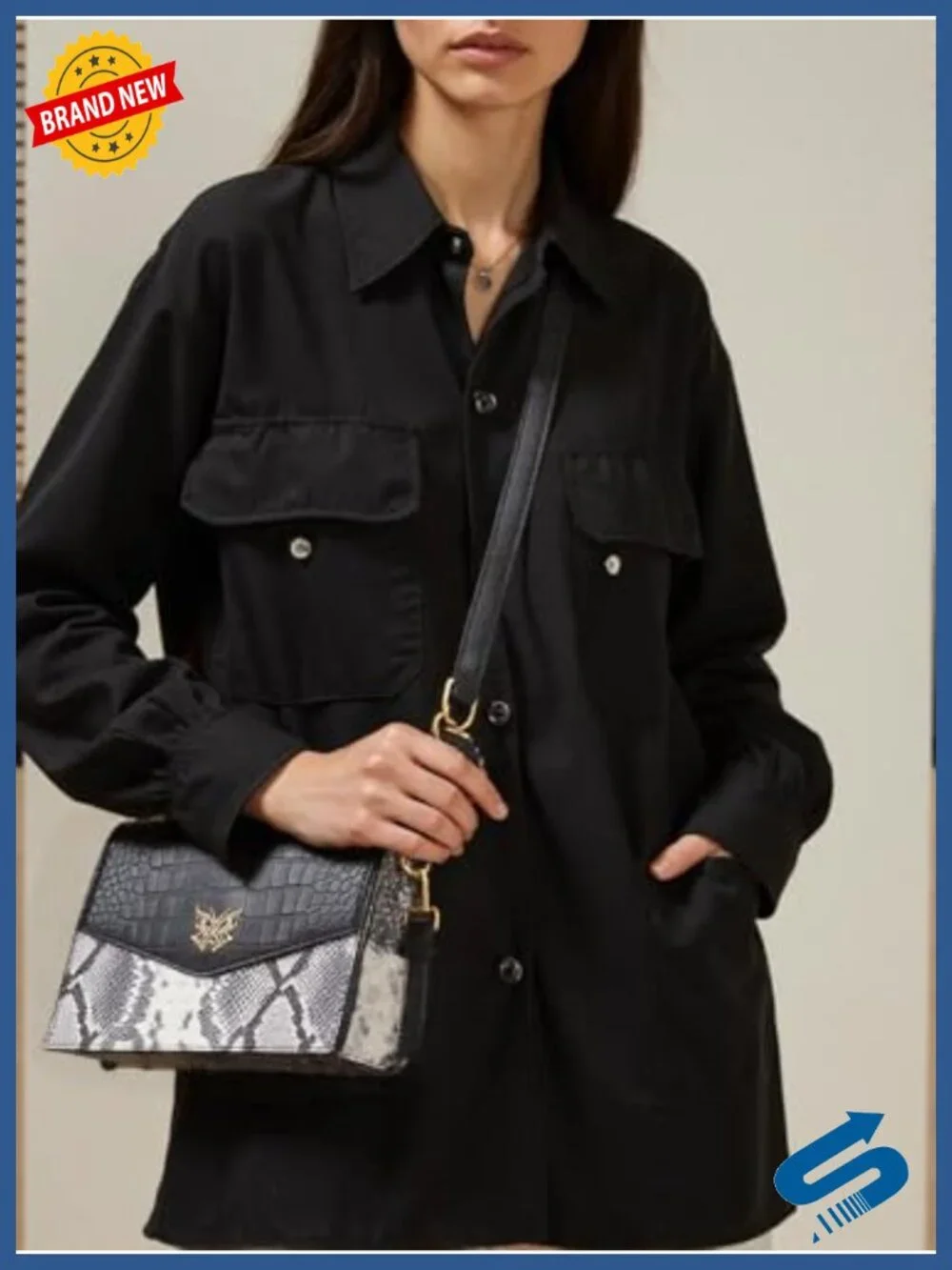 Women Leather Crossbody Purse Bags, Crocodile & Snake Printed Shoulder Bag,
